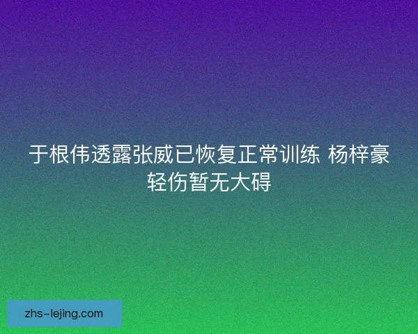于根伟透露张威已恢复正常训练 杨梓豪轻伤暂无大碍